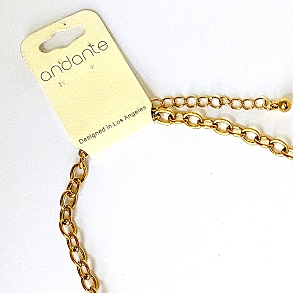 New!Goldtone Dangle Spiral,Sunburst Statement Necklace w/Lobster Clasp& Extender - Picture 3 of 6